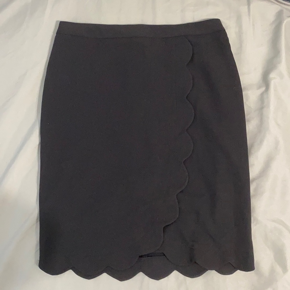 ASOS Tulip scalloped hem black skirt